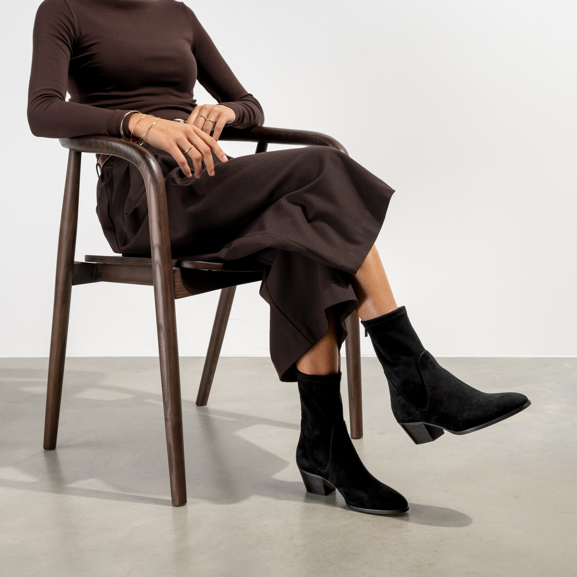 Vendôme Estelle Black Stretch Suede Boots - - Isabel Bernard