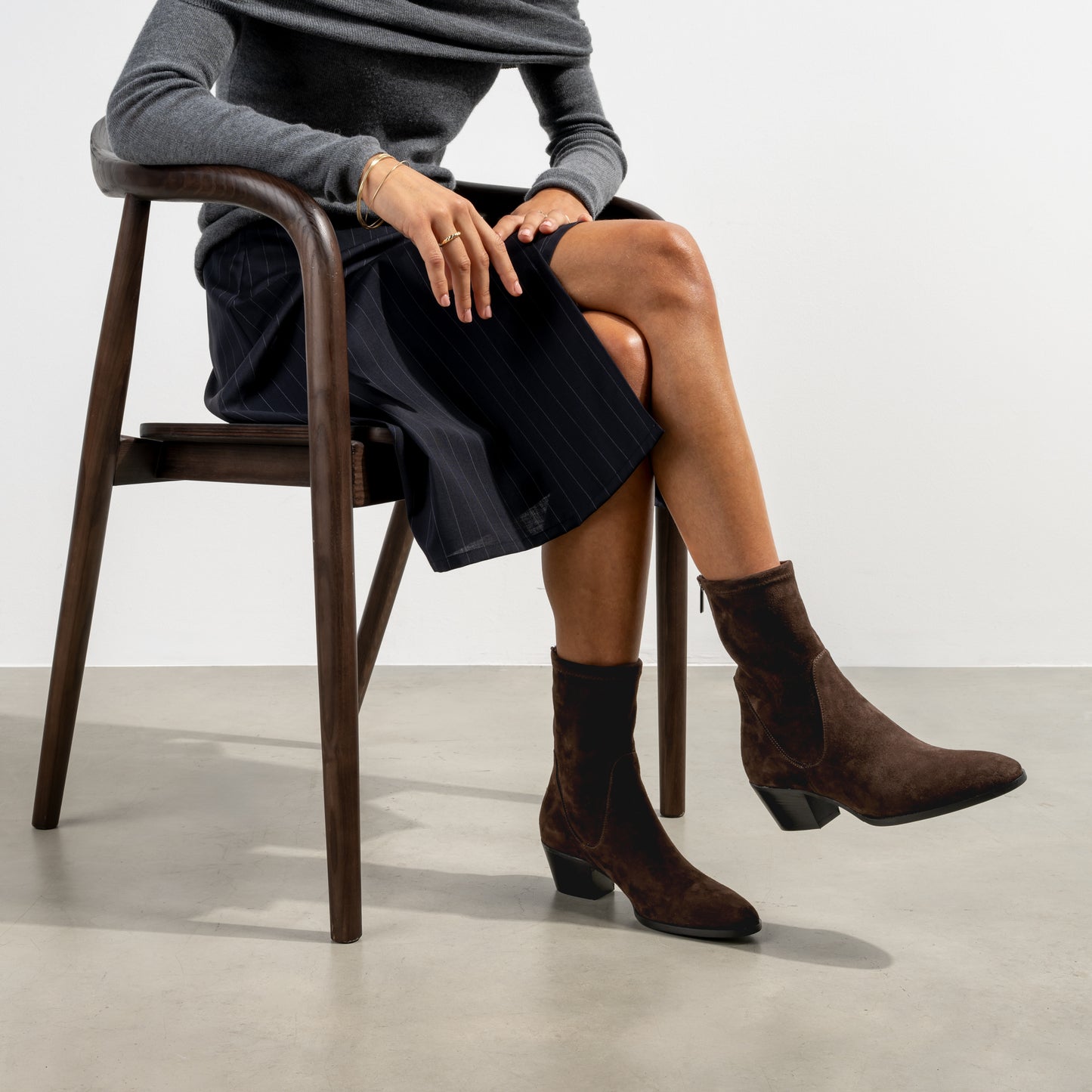 Vendôme Estelle Brown Stretch Suede Boots - - Isabel Bernard
