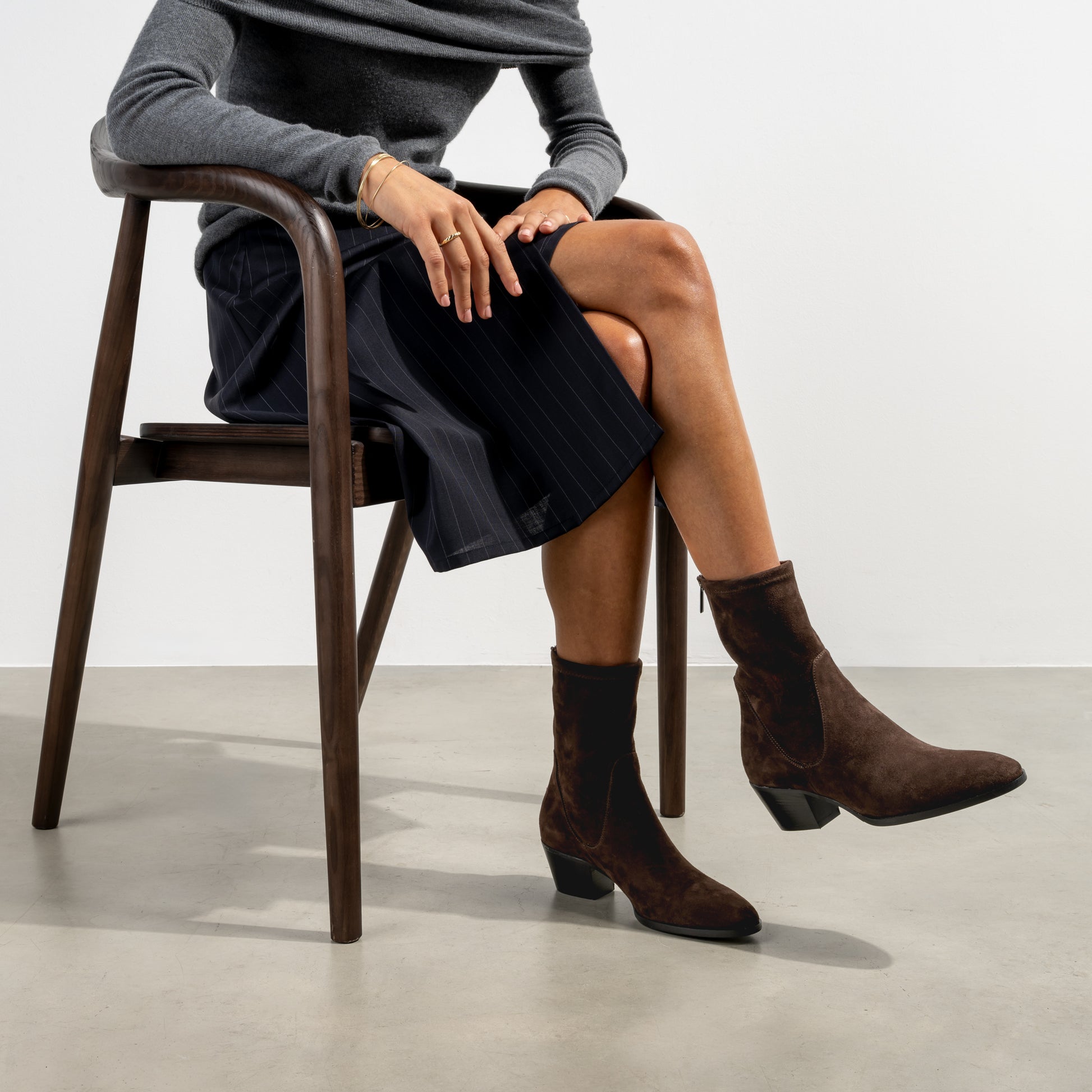 Vendôme Estelle Brown Stretch Suede Boots - - Isabel Bernard