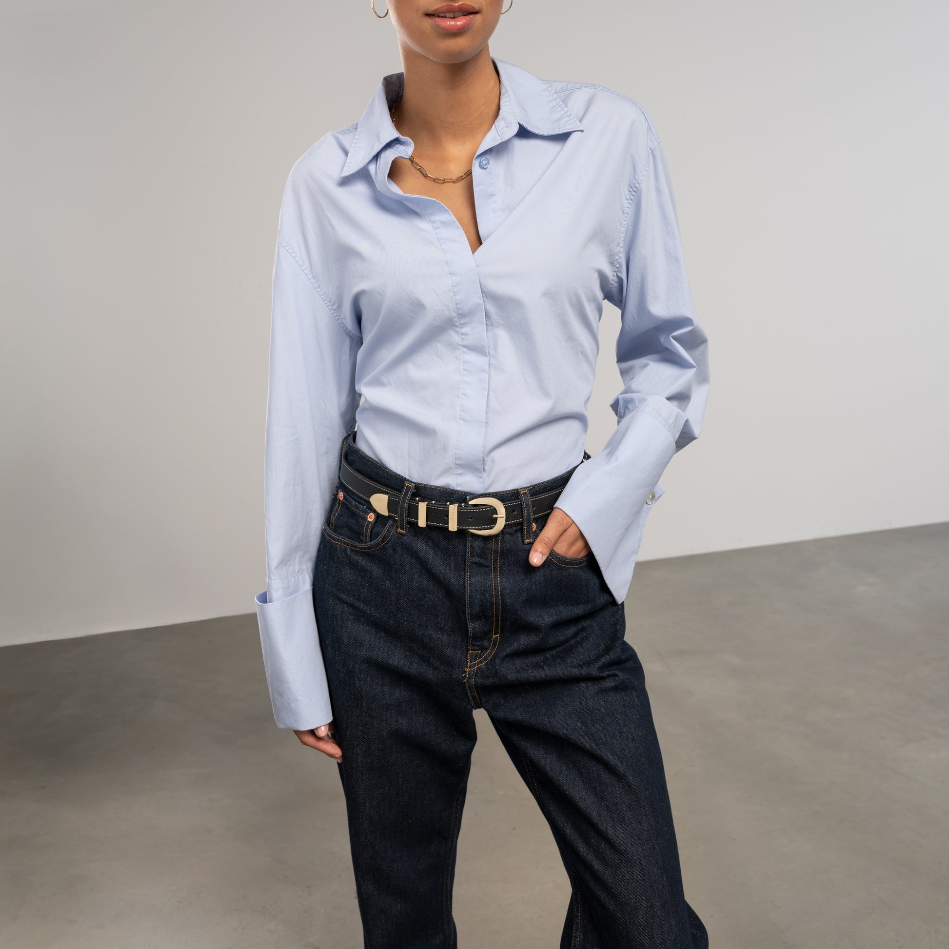 Rêveur Mathilde Black calfskin belt with gold-coloured buckle - - Isabel Bernard