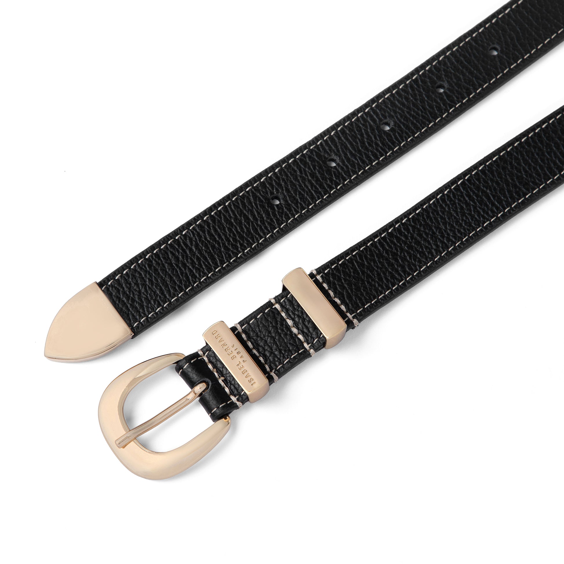 Rêveur Mathilde Black calfskin belt with gold-coloured buckle - - Isabel Bernard