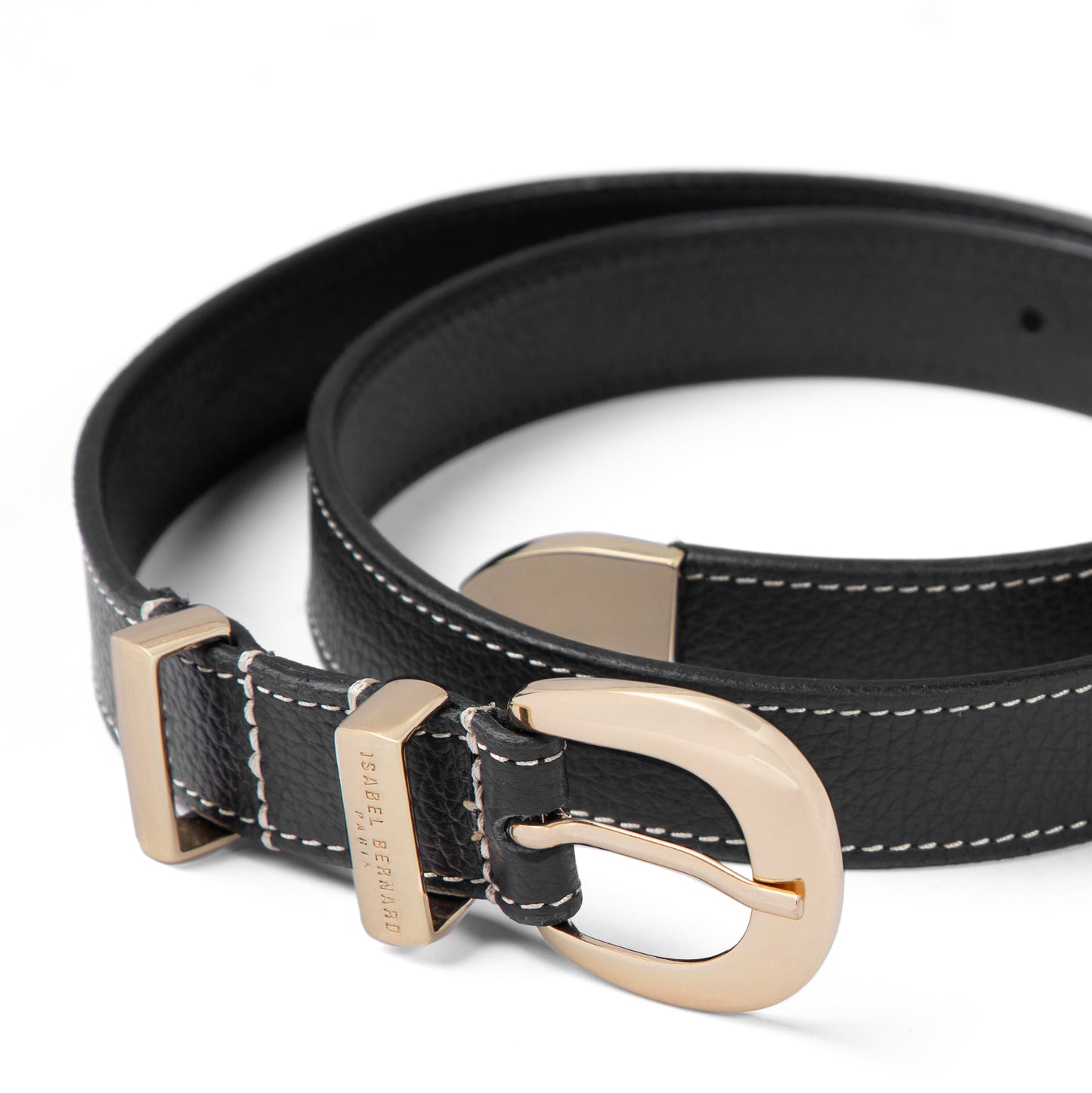 Rêveur Mathilde Black calfskin belt with gold-coloured buckle - - Isabel Bernard