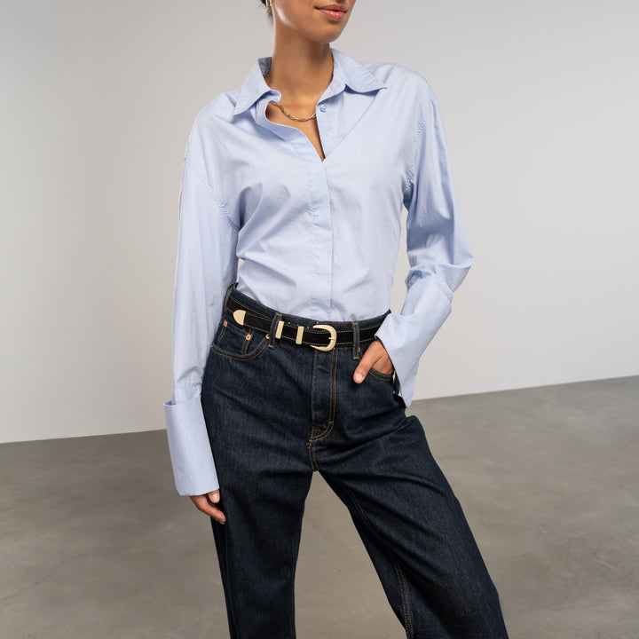 Rêveur Mathilde Suede Black belt with gold-coloured buckle - - Isabel Bernard