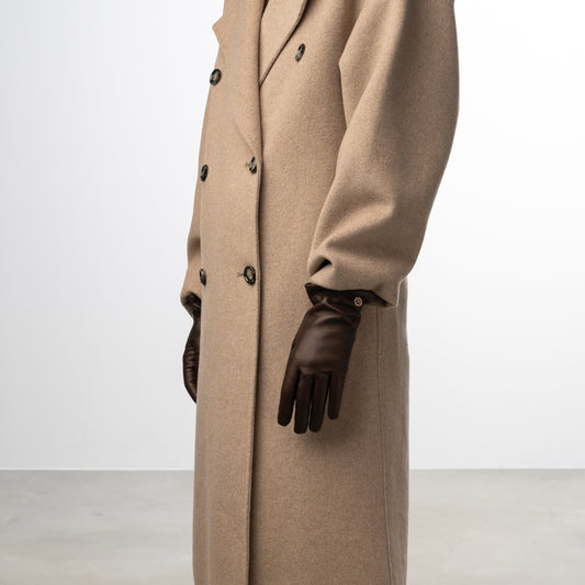 Honoré Eleanor dark brown goatskin leather gloves - - Isabel Bernard