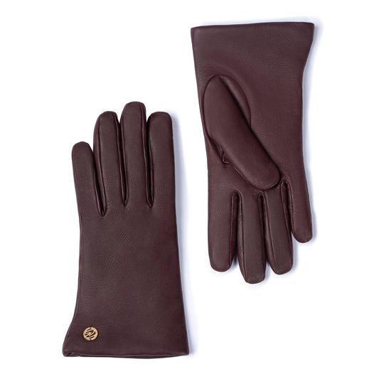Honoré Eleanor Bordeaux Red goatskin leather gloves - - Isabel Bernard