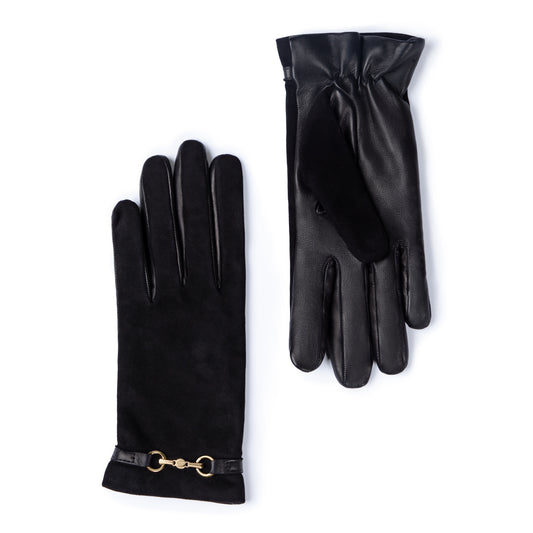 Honoré Marcelia black goatskin suéde leather gloves - - Isabel Bernard