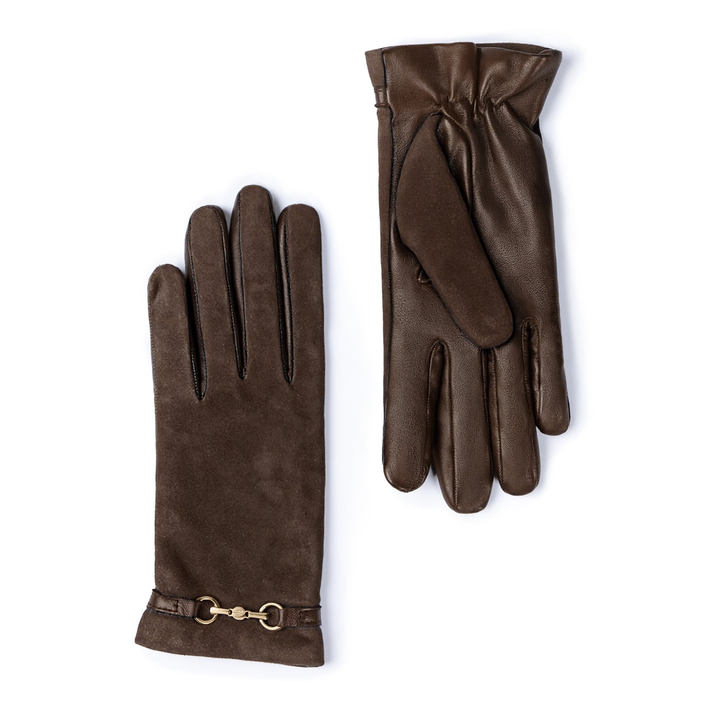 Honoré Marcelia dark brown goatskin suéde leather gloves - - Isabel Bernard