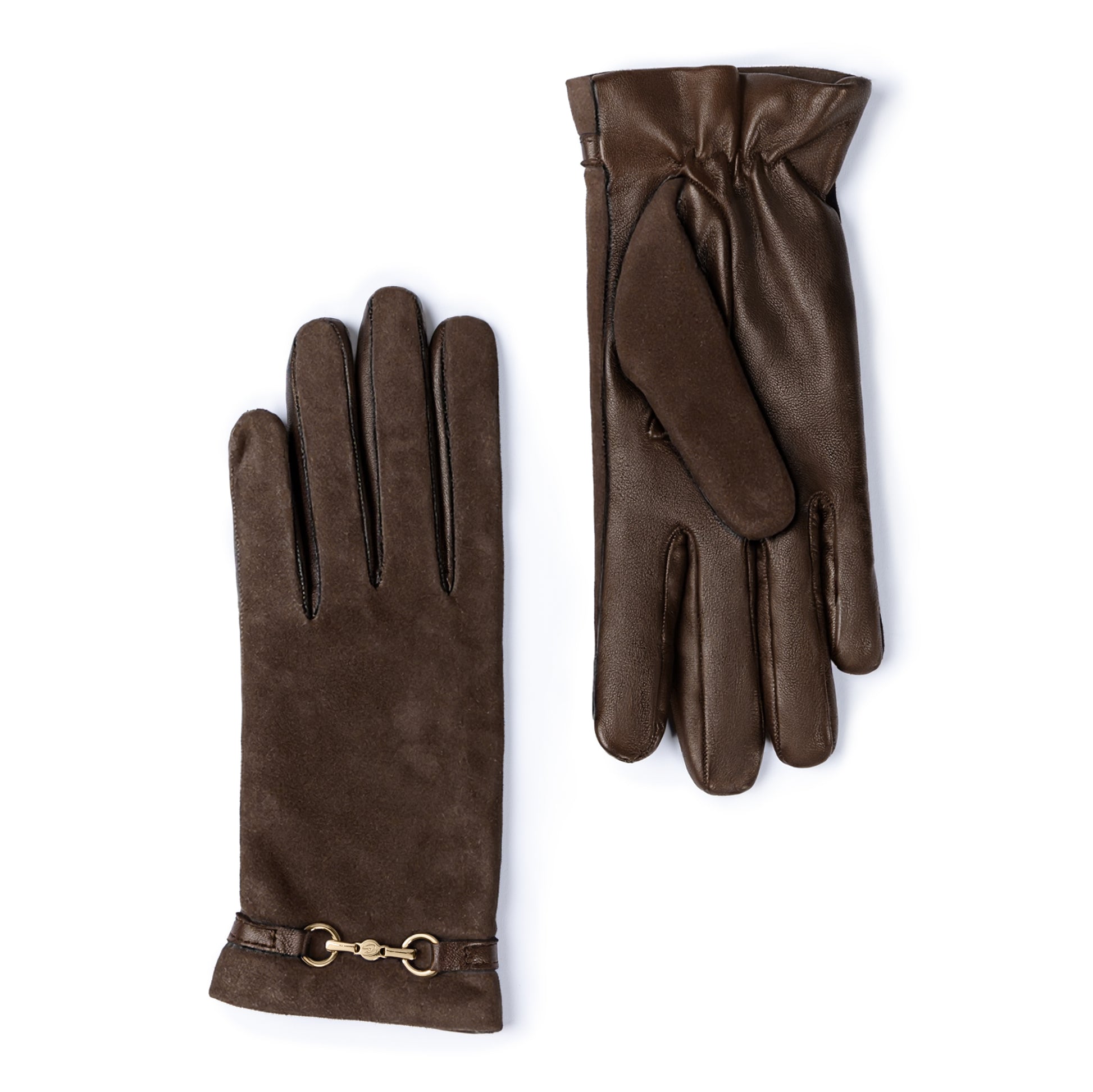Honoré Marcelia dark brown goatskin suéde leather gloves - - Isabel Bernard