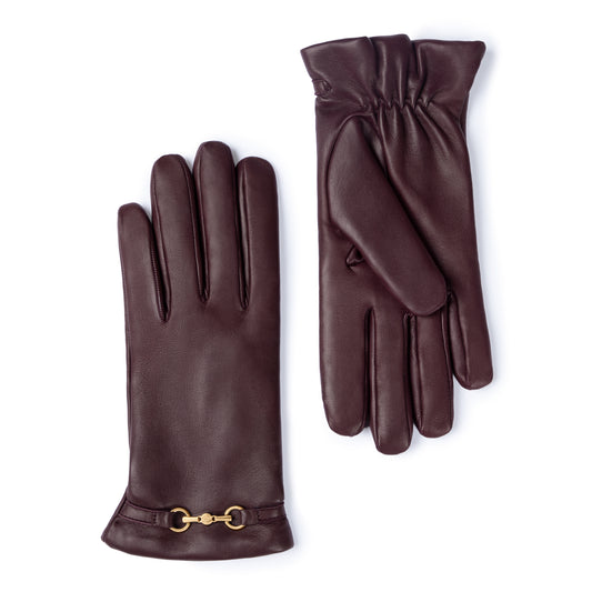 Honoré Marcelia Bordeaux Red goatskin leather gloves - - Isabel Bernard