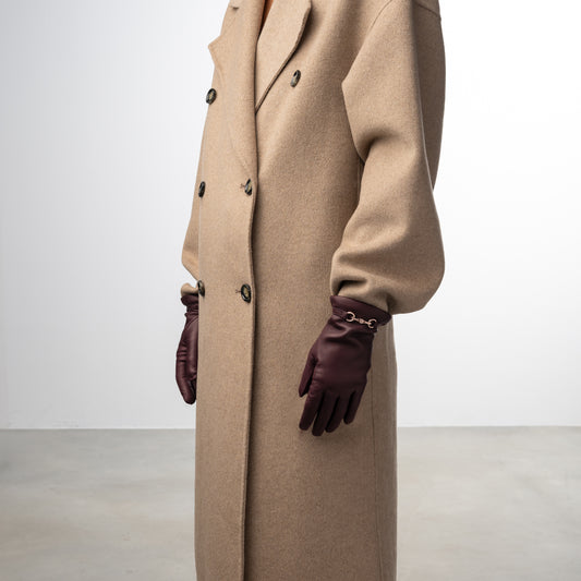 Honoré Marcelia Bordeaux Red goatskin leather gloves - - Isabel Bernard