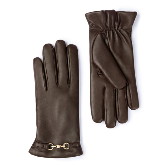 Honoré Marcelia dark brown goatskin leather gloves - - Isabel Bernard