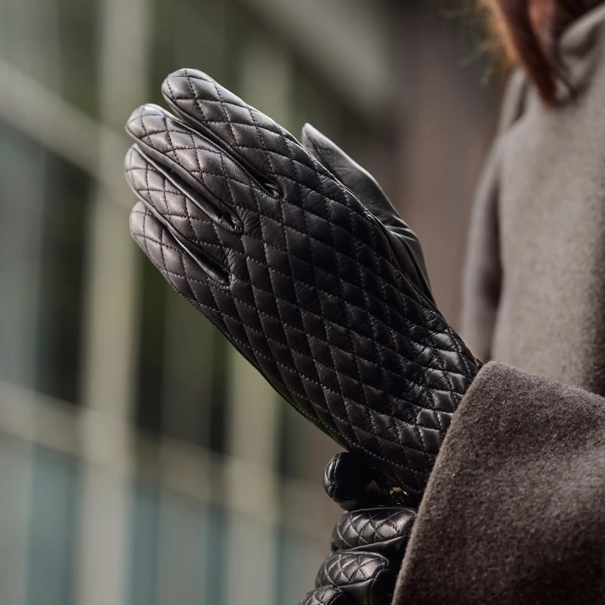 Honoré Rosette Schwarze Lederhandschuhe aus Ziegenleder
