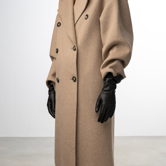 Honoré Sylvie black goatskin leather gloves - - Isabel Bernard