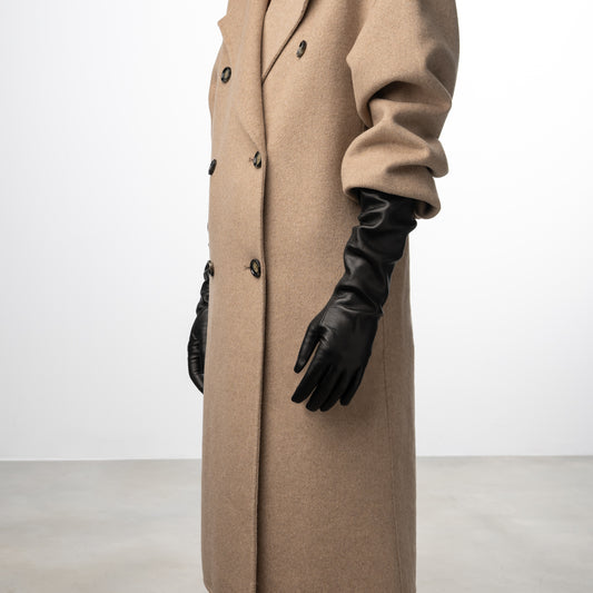 Honoré Ines black goatskin leather gloves - - Isabel Bernard