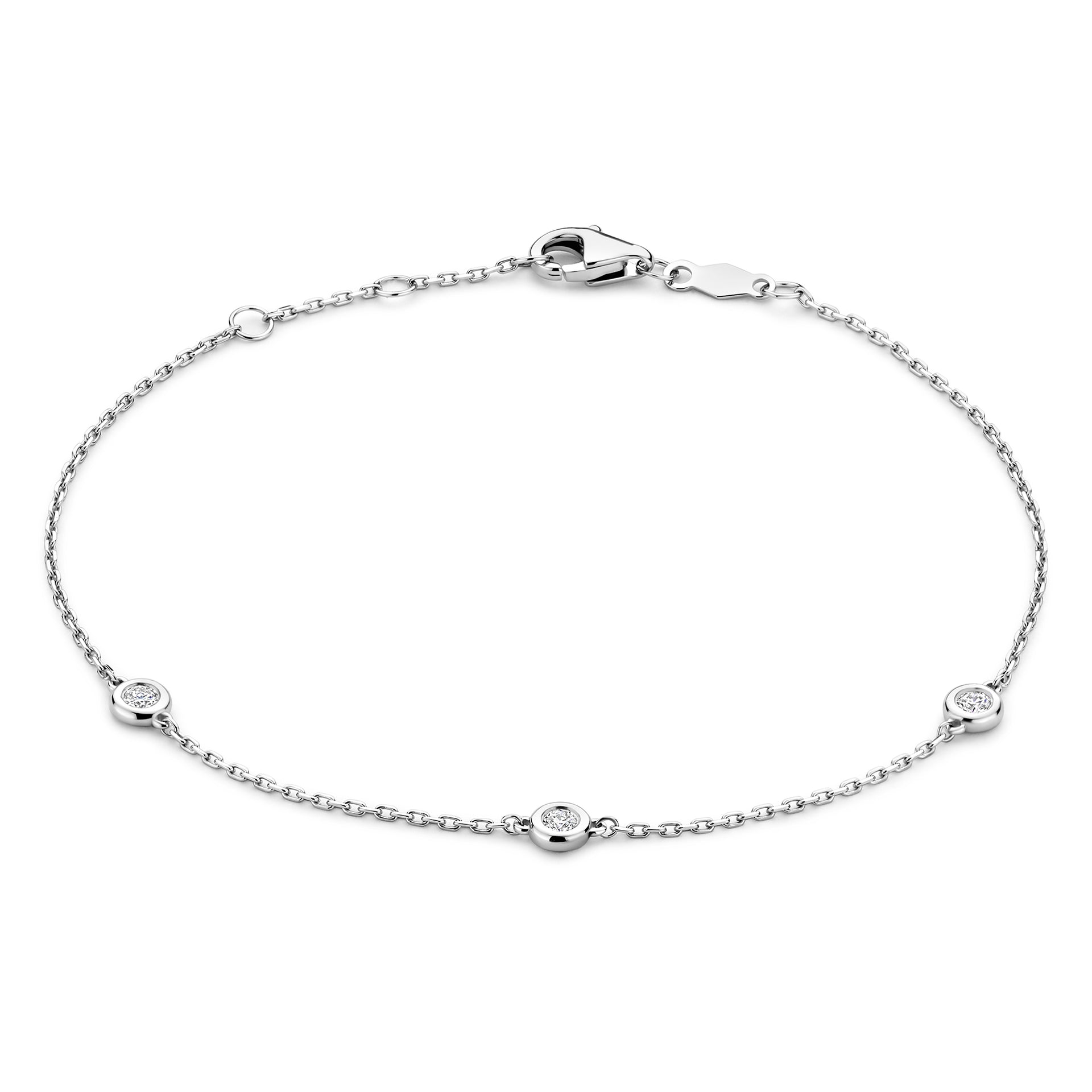 De la Paix Alfie 14 karaat witgouden armband met diamant 0.12 karaat