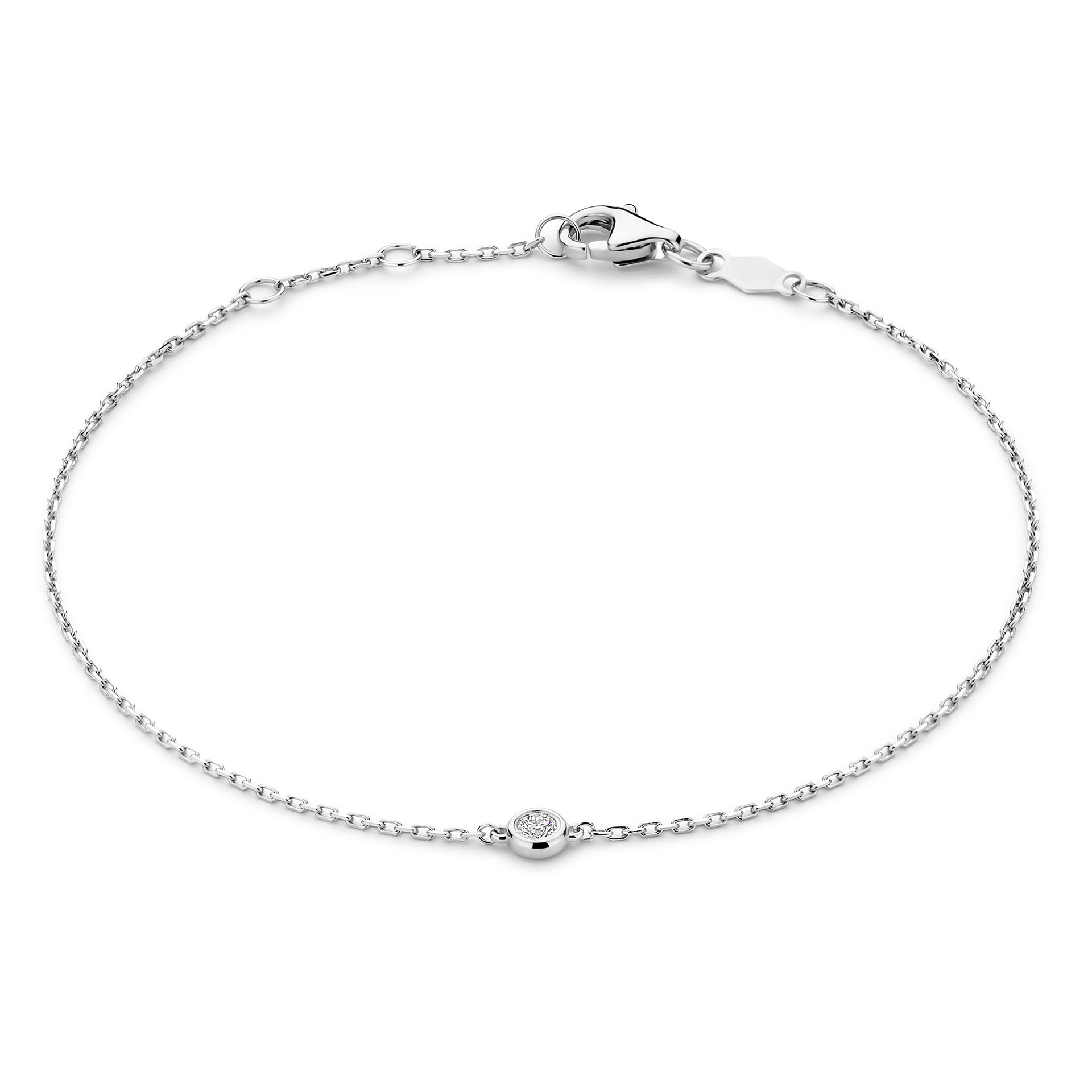 De la Paix Alfie 14 karaat witgouden armband met diamant 0.05 karaat