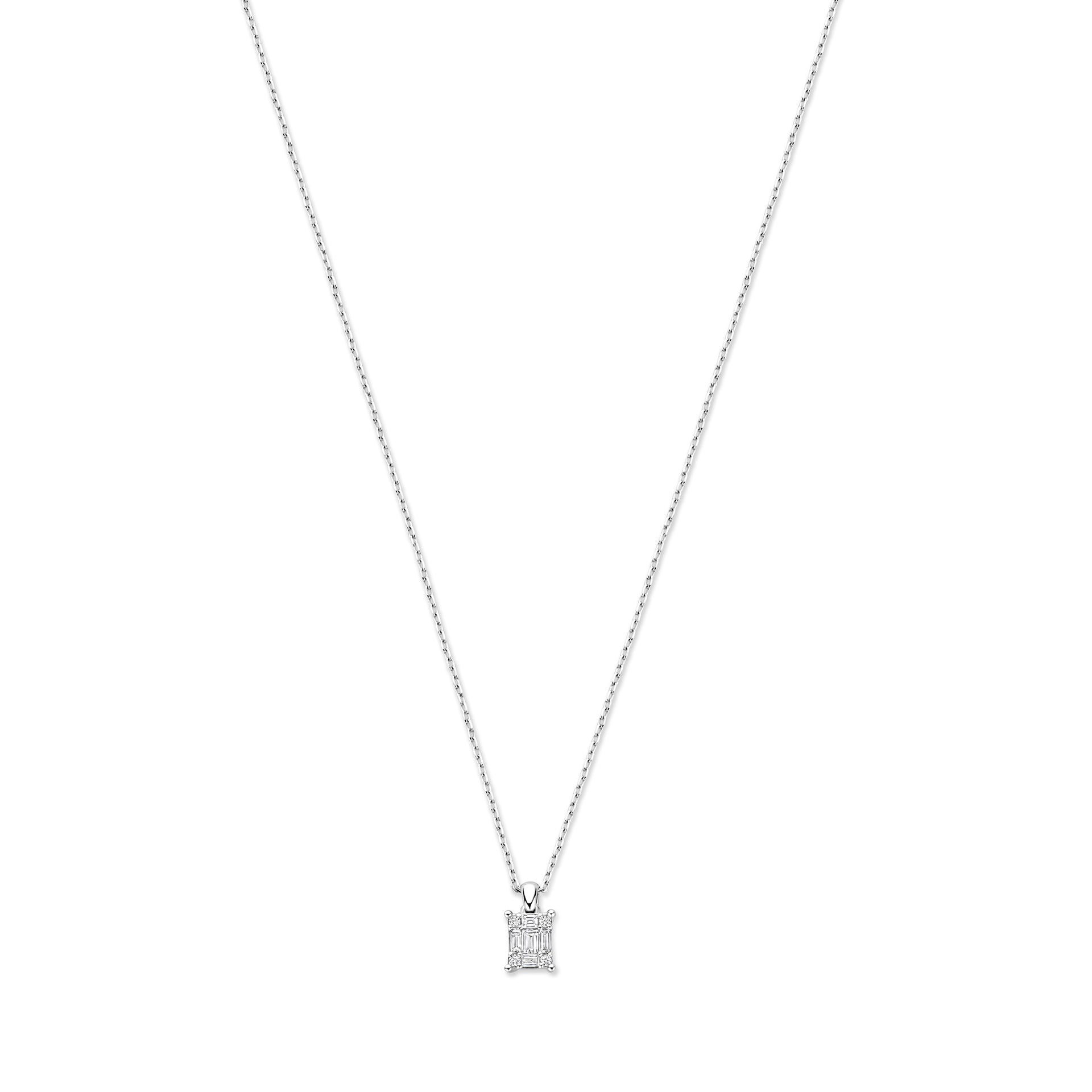 De la Paix Maxime 14 karaat witgouden ketting met diamant 0.13 karaat