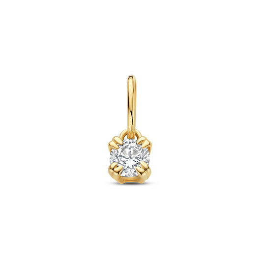 Le Marais Square Zirconia 14 karat gold charm - - Isabel Bernard