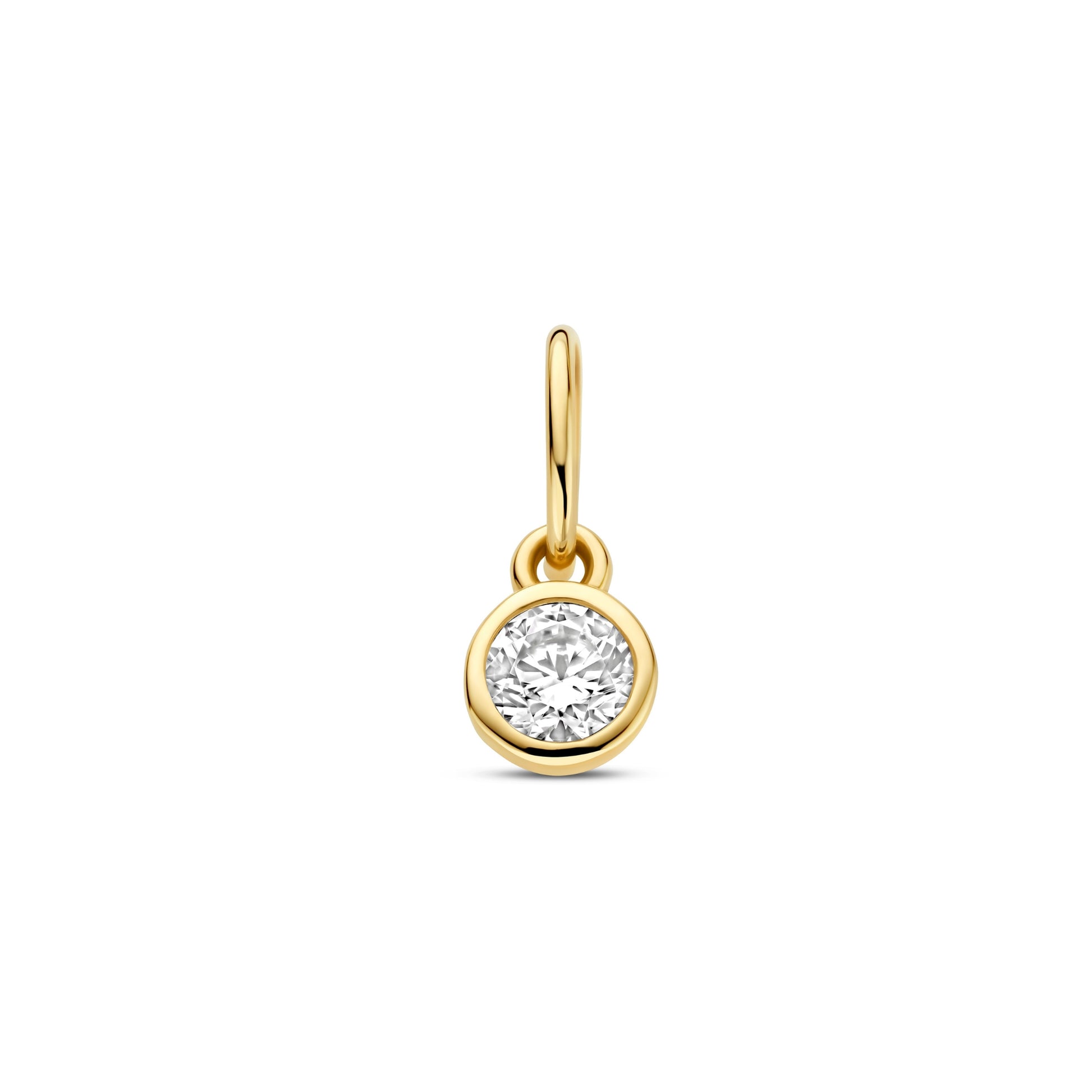 Le Marais Round Zirconia 14 karat gold charm - - Isabel Bernard