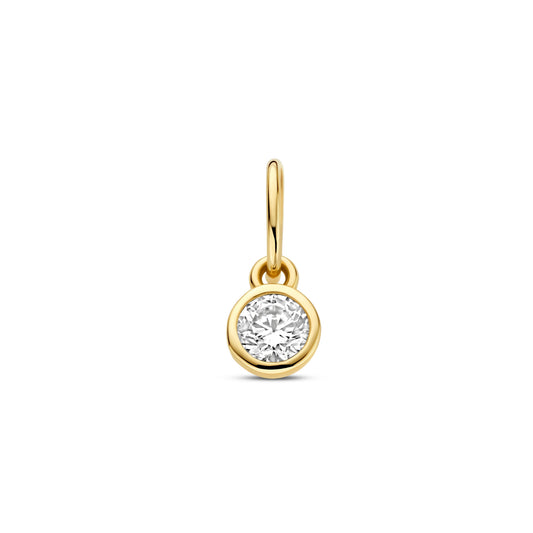 Le Marais Round Zirconia 14 karat gold charm - - Isabel Bernard