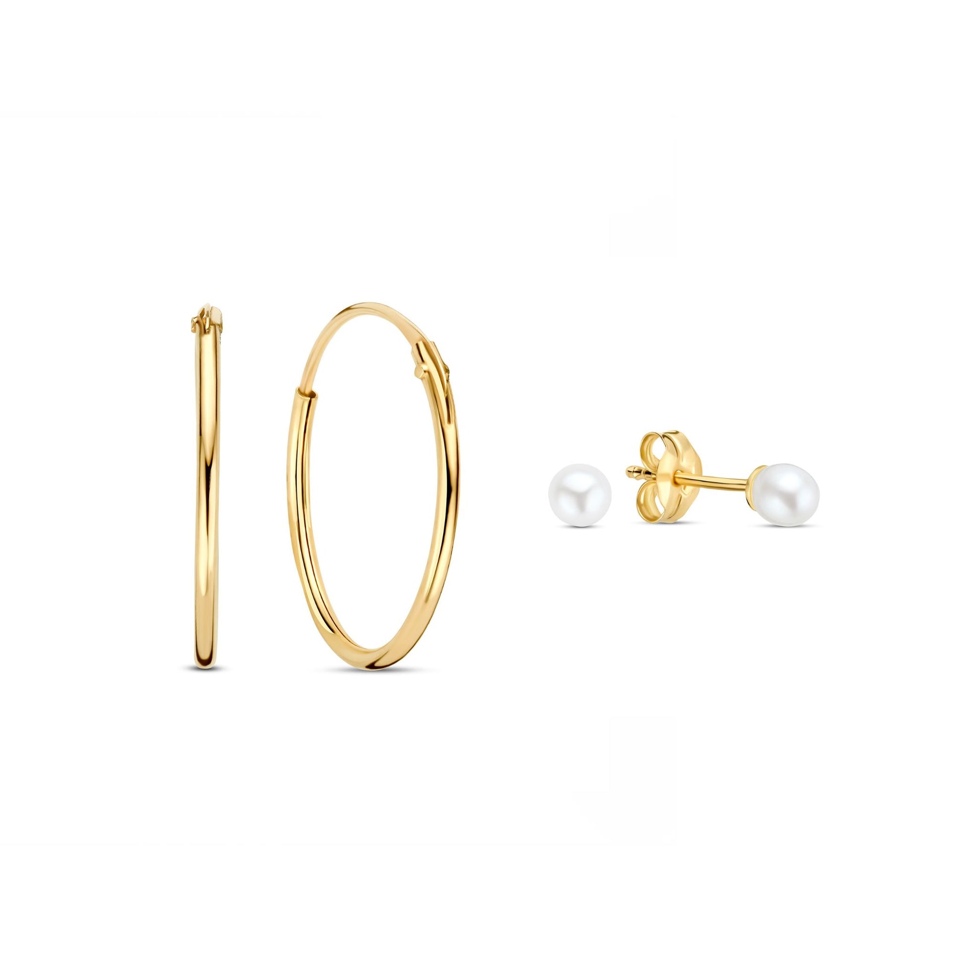 Isabel Bernard Cadeau d'Isabel 14 karaats gouden oorbellen set met parels IB90190