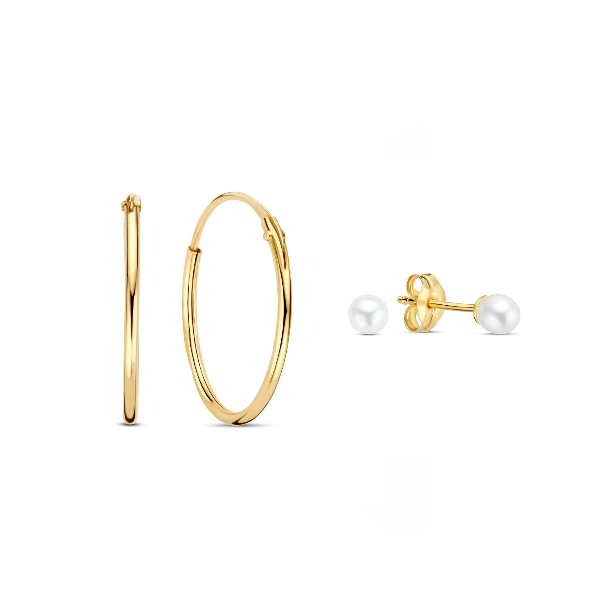 Cadeau d'Isabel 14 karat gold earrings set with pearls - - Isabel Bernard