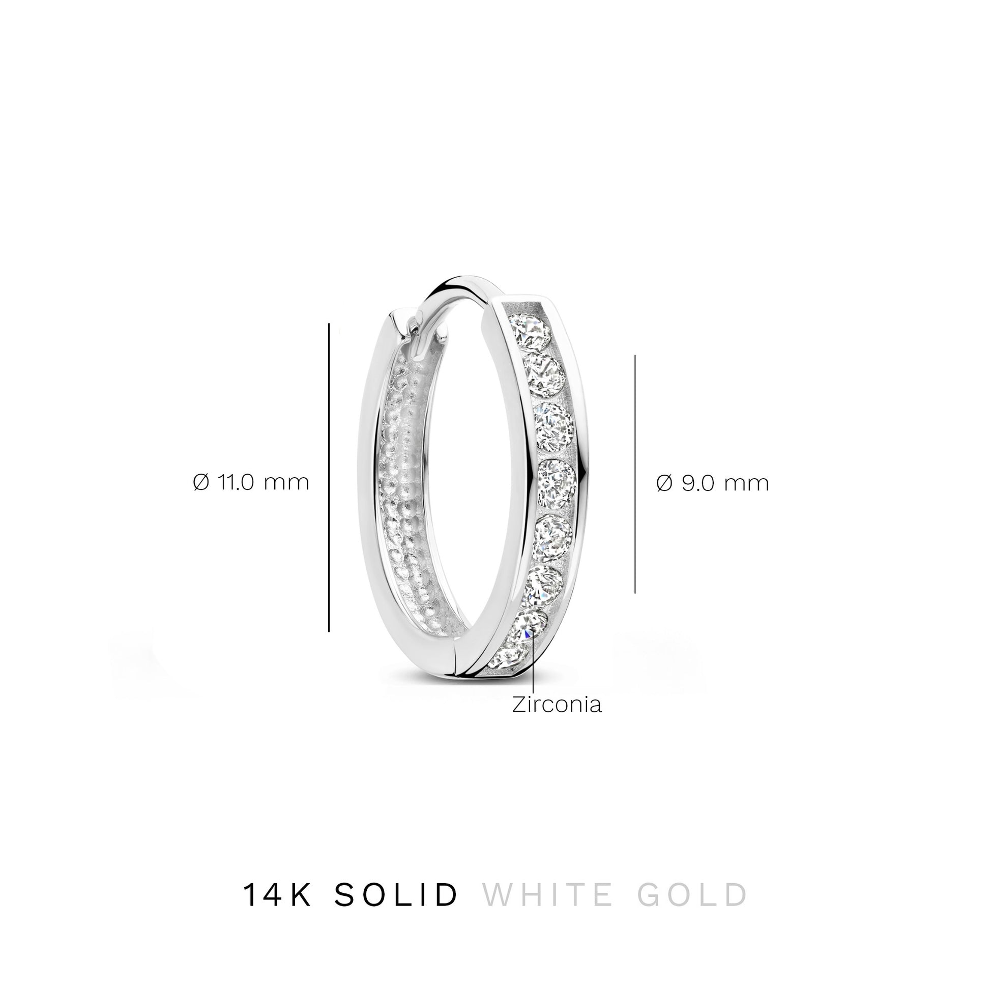 Saint Germain Tiphaine 14 karat white gold hoop earrings with zirconia - - Isabel Bernard