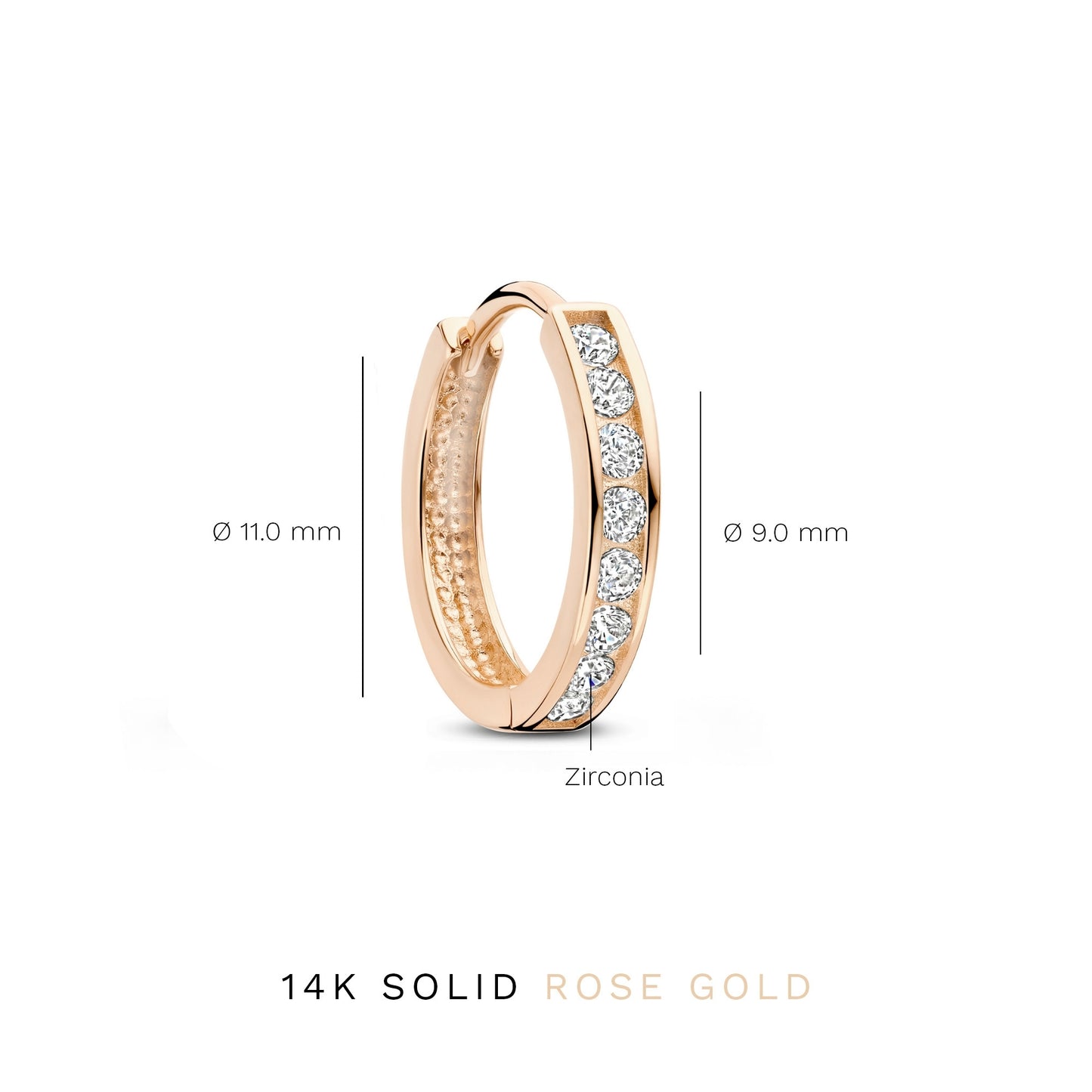 La Concorde Tiphaine 14 karat rose gold hoop earrings with zirconia - - Isabel Bernard