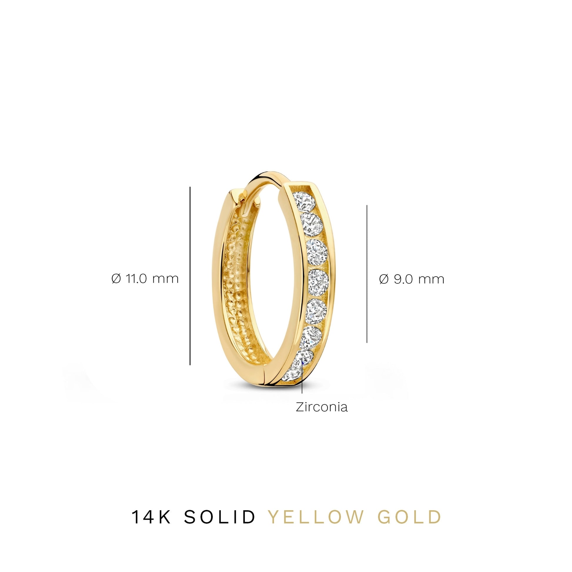 Le Marais Tiphaine 14 karat gold hoop earrings with zirconia stones - - Isabel Bernard