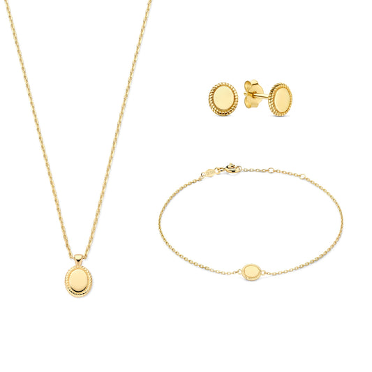Cadeau d'Isabel 14 karat gold necklace, bracelet and ear studs set - - Isabel Bernard