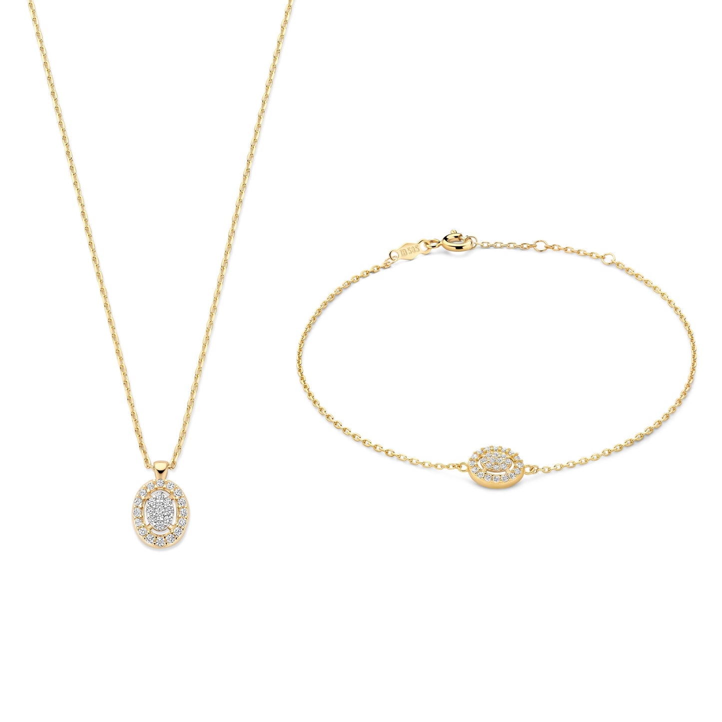 Cadeau d'Isabel 14 karat gold necklace and bracelet set with zirconia stones - - Isabel Bernard