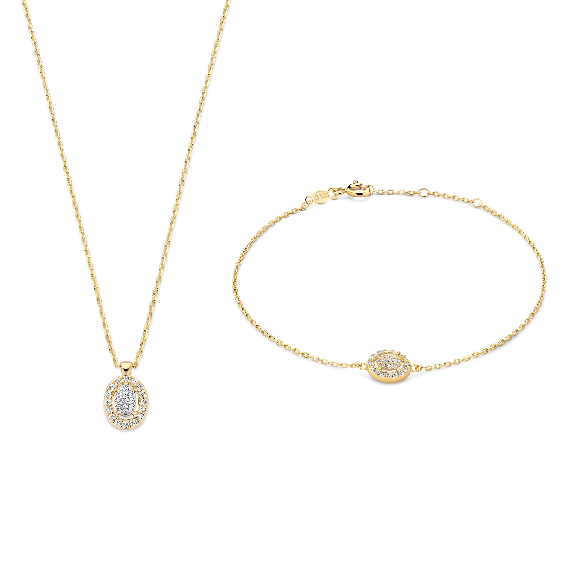 Cadeau d'Isabel 14 karat gold necklace and bracelet set with zirconia stones - - Isabel Bernard