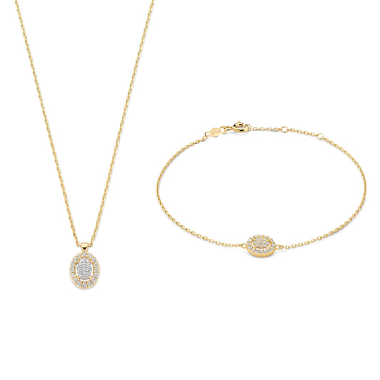 Cadeau d'Isabel 14 karat gold necklace and bracelet set with zirconia stones - - Isabel Bernard