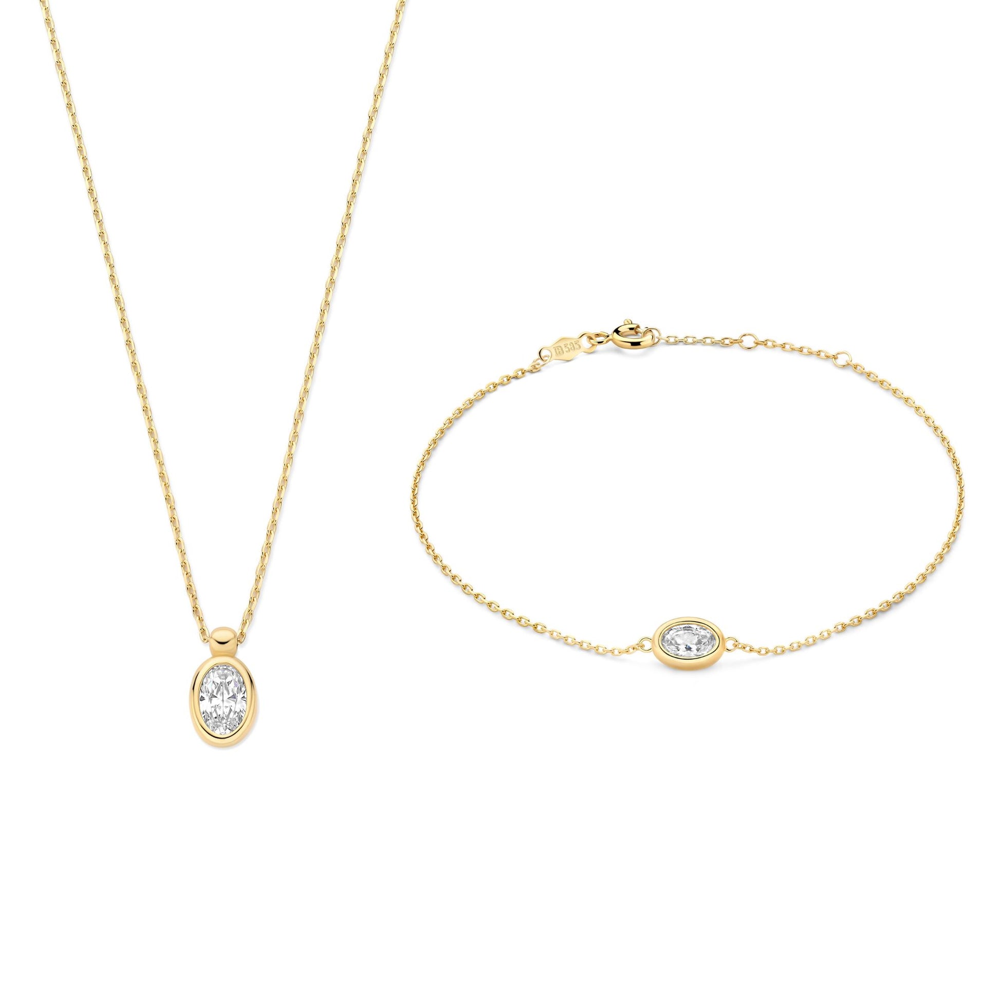 Cadeau d'Isabel 14 karat gold necklace and bracelet set with zirconia stones - - Isabel Bernard