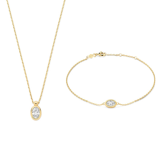 Cadeau d'Isabel 14 karat gold necklace and bracelet set with zirconia stones - - Isabel Bernard
