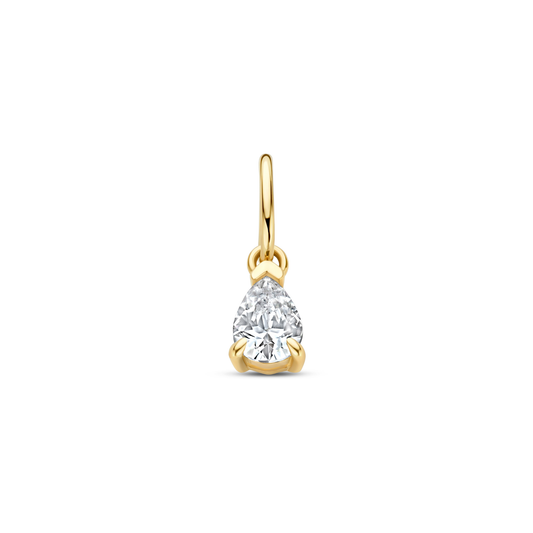 Le Marais Teardrop Zirconia 14 karat gold charm - - Isabel Bernard