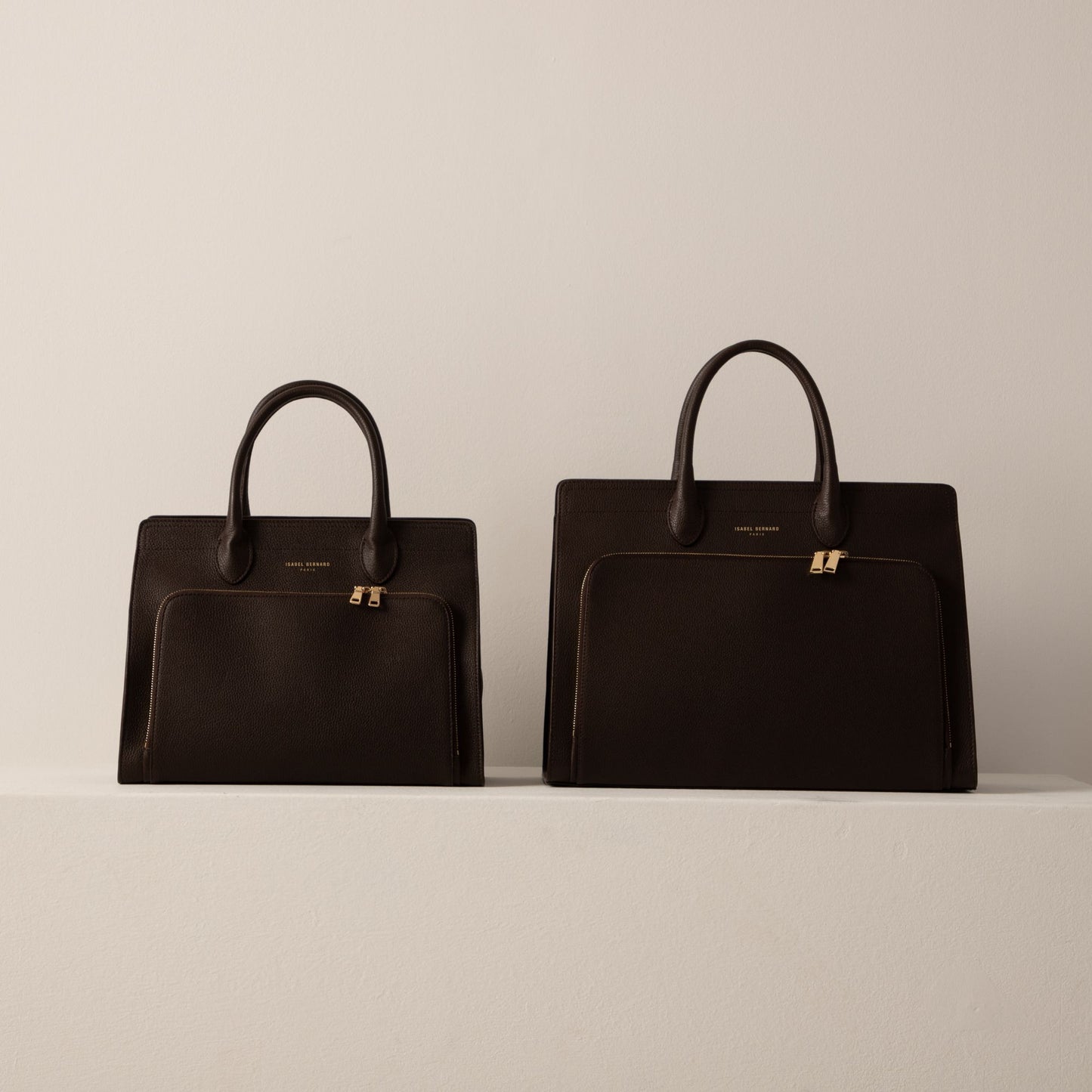 Honoré Nadine brown calfskin leather handbag with 13 inch laptop pocket - - Isabel Bernard