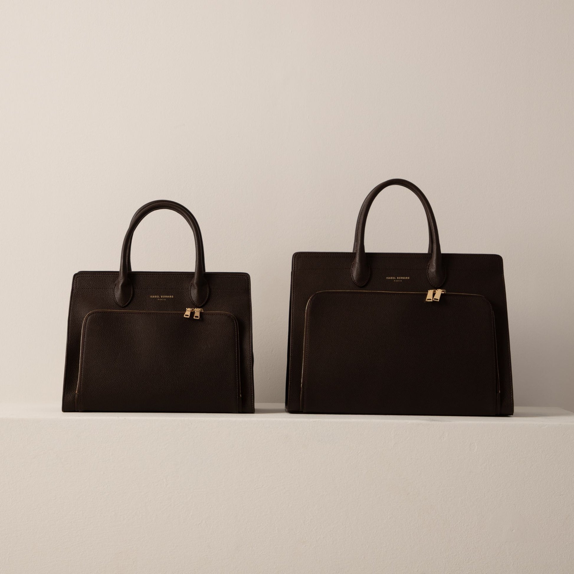 Honoré Nadine brown calfskin leather handbag with 13 inch laptop pocket - - Isabel Bernard