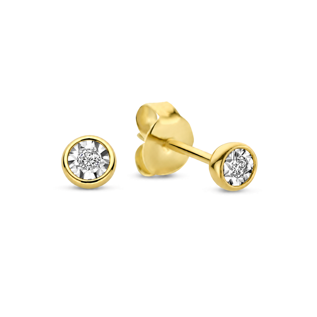 De la Paix Inaya 14 karat gold ear studs with diamond 0.04 carat - - Isabel Bernard