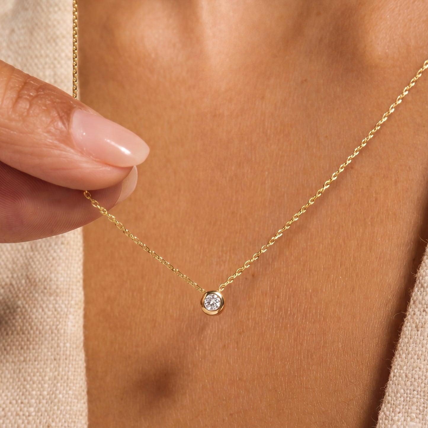 Rivoli Aélys 14 karat gold necklace with zirconia stone - - Isabel Bernard