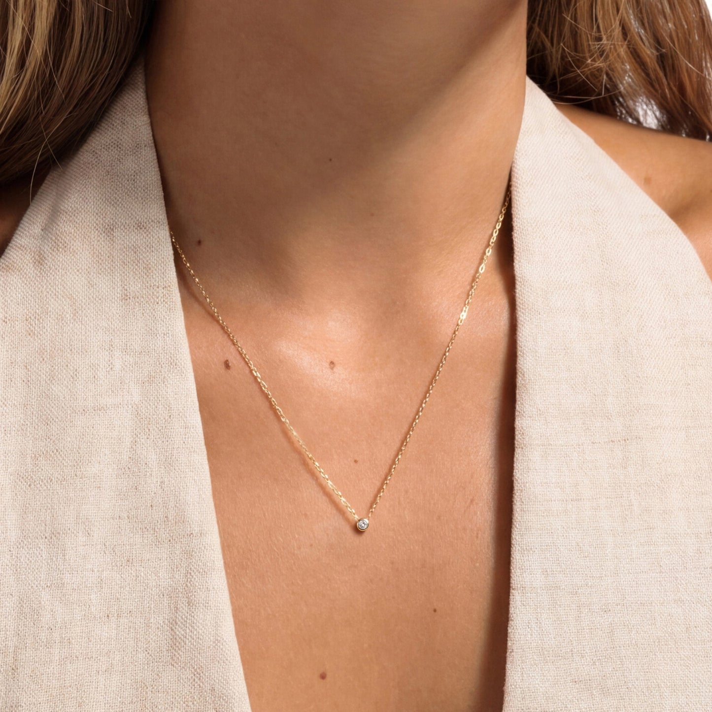 Rivoli Aélys 14 karat gold necklace with zirconia stone - - Isabel Bernard