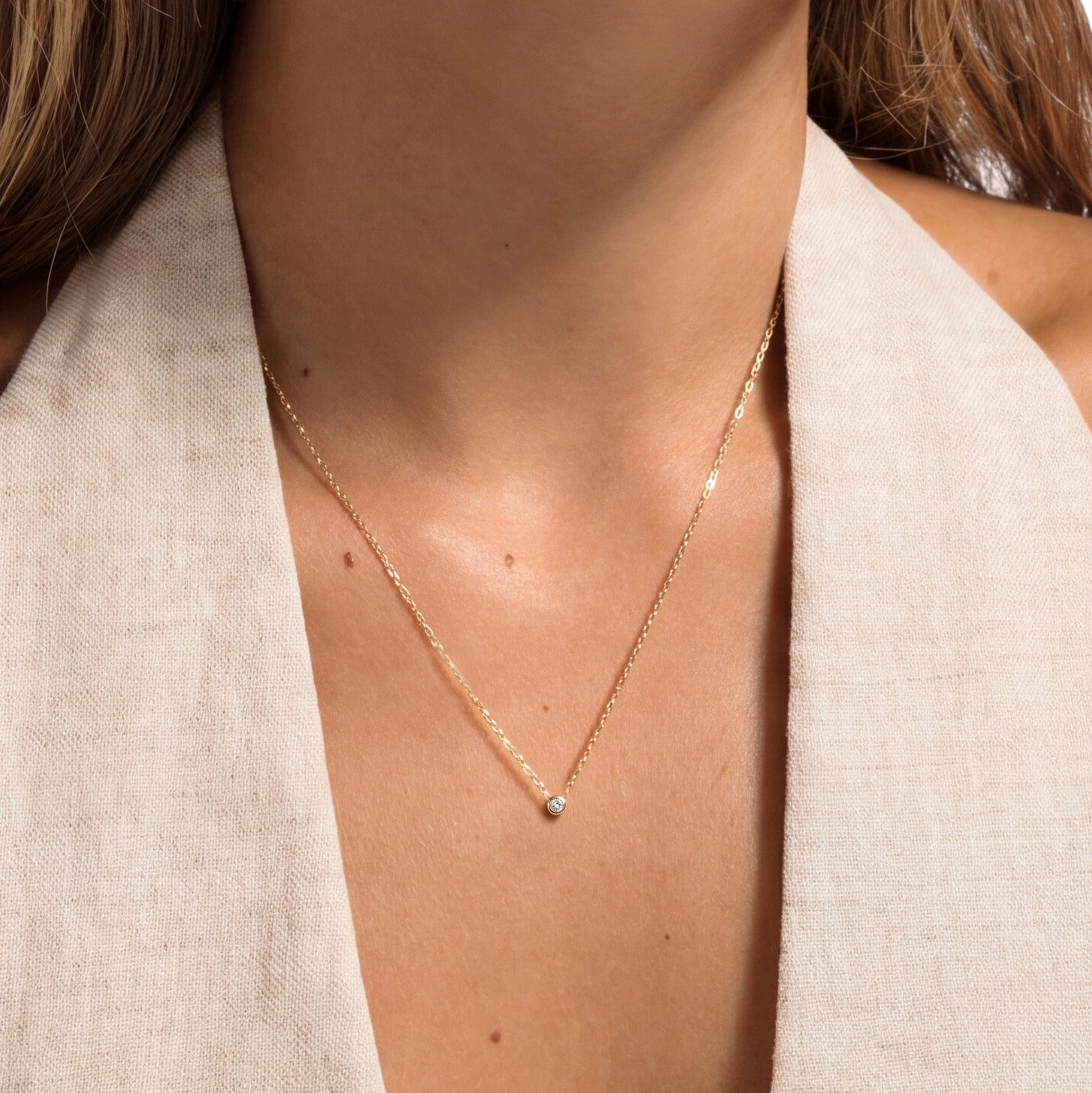 Rivoli Aélys 14 karat gold necklace with zirconia stone - - Isabel Bernard