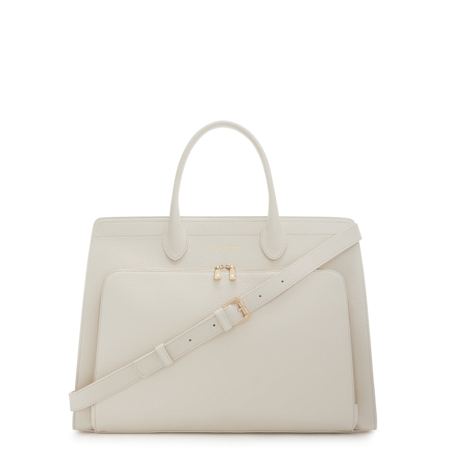 Honoré Nadine cream calfskin leather handbag with 16.4 inch laptop pocket - - Isabel Bernard