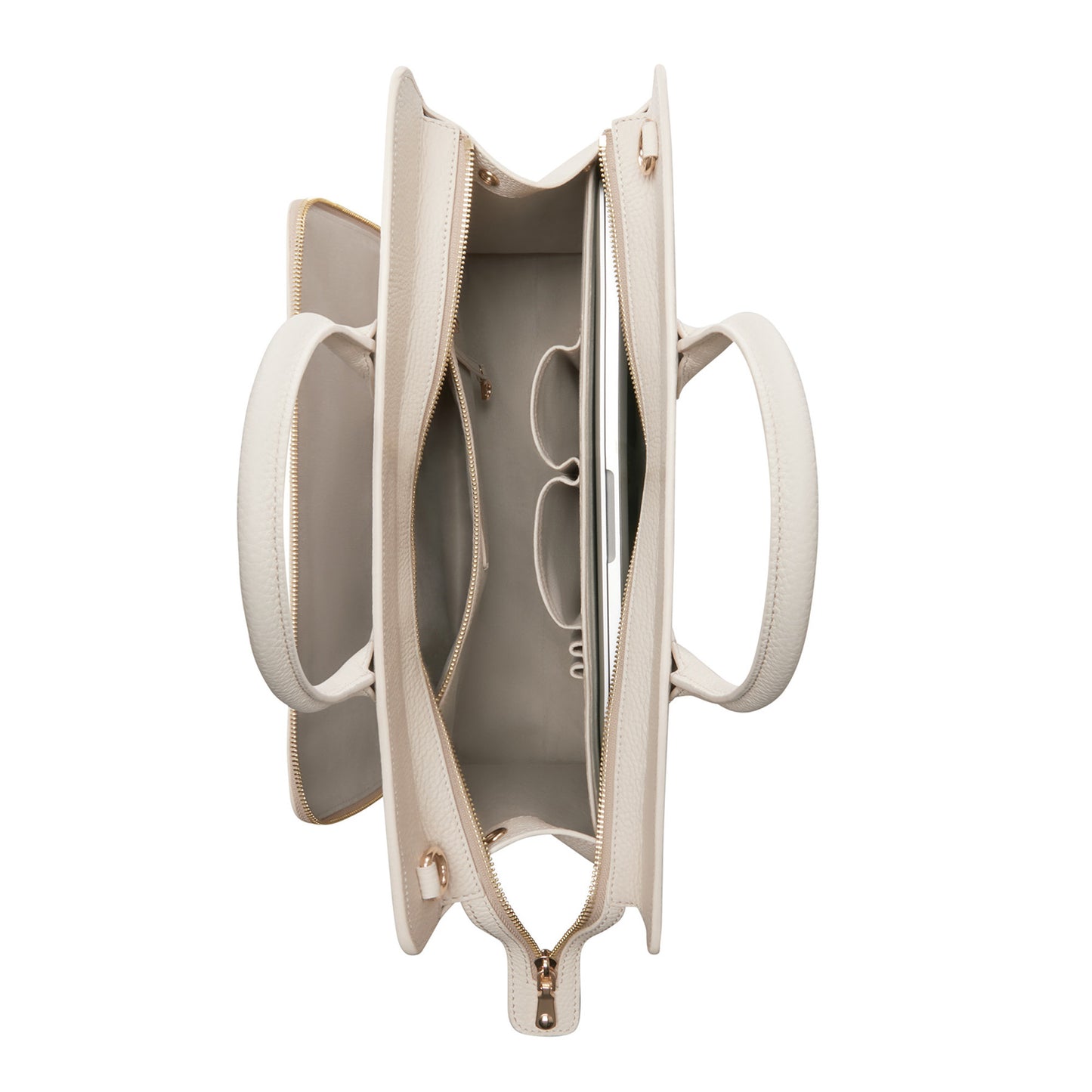 Honoré Nadine cream calfskin leather handbag with 16.4 inch laptop pocket - - Isabel Bernard