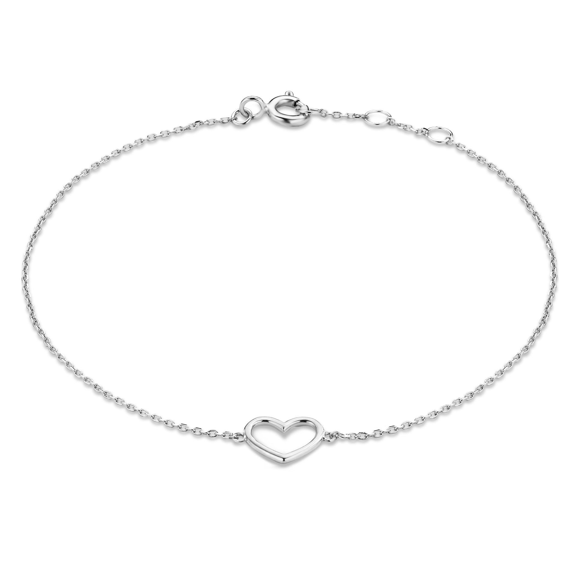 Saint Germain Amore 14 karaat witgouden armband met hartje