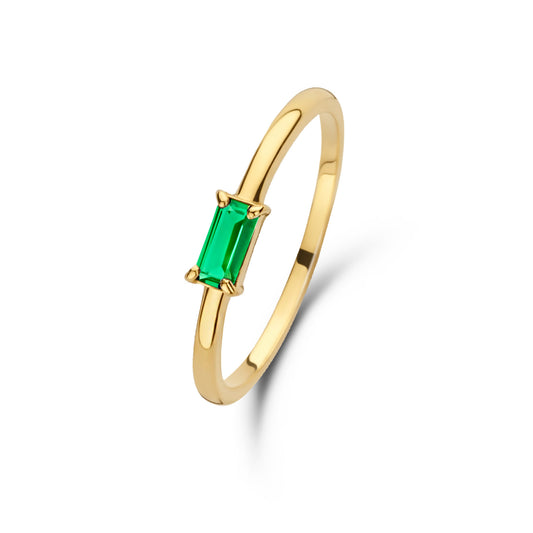 Baguette Vere 14 karaat gouden ring met zirkonia steen - - Isabel Bernard