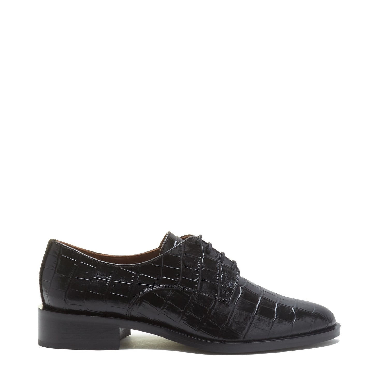 Vendôme Ellen croco black calfskin leather lace-up shoes -  - Isabel Bernard