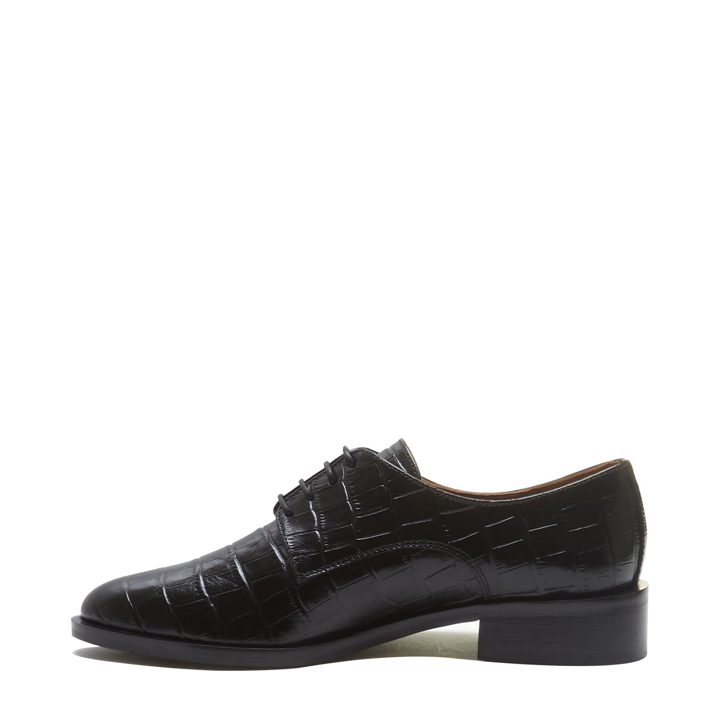 Vendôme Ellen croco black calfskin leather lace-up shoes -  - Isabel Bernard