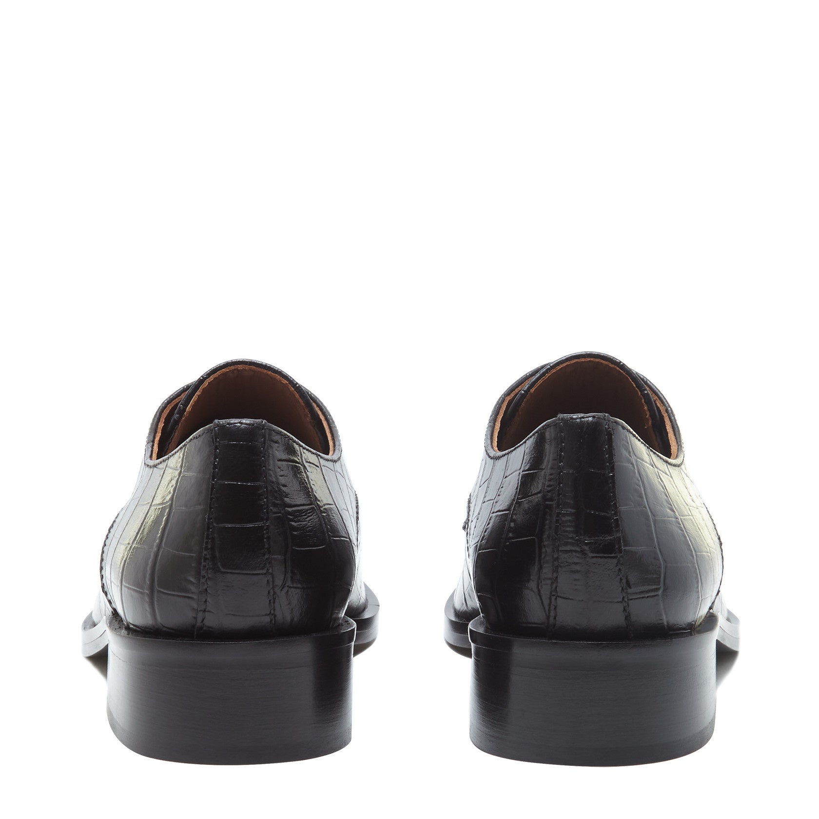 Vendôme Ellen croco black calfskin leather lace-up shoes -  - Isabel Bernard