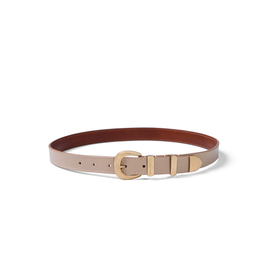 Rêveur Mathilde Taupe calfskin belt with gold-coloured buckle - - Isabel Bernard